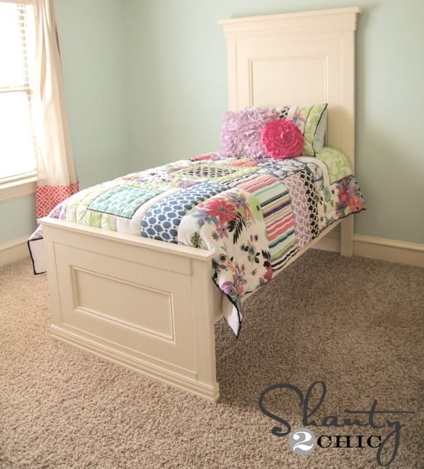 Elegant DIY Twin Bed with Detailed Headboard ( + Cut List)