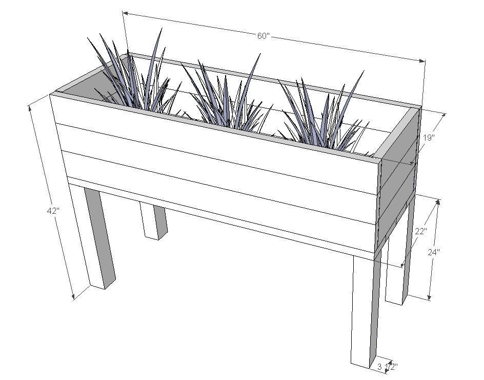 Elevated Planter Box dimension diagram 1