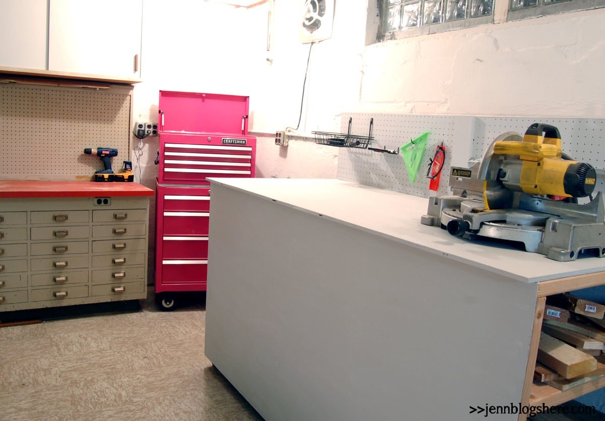 Enclosed Workbench with Wood Storage