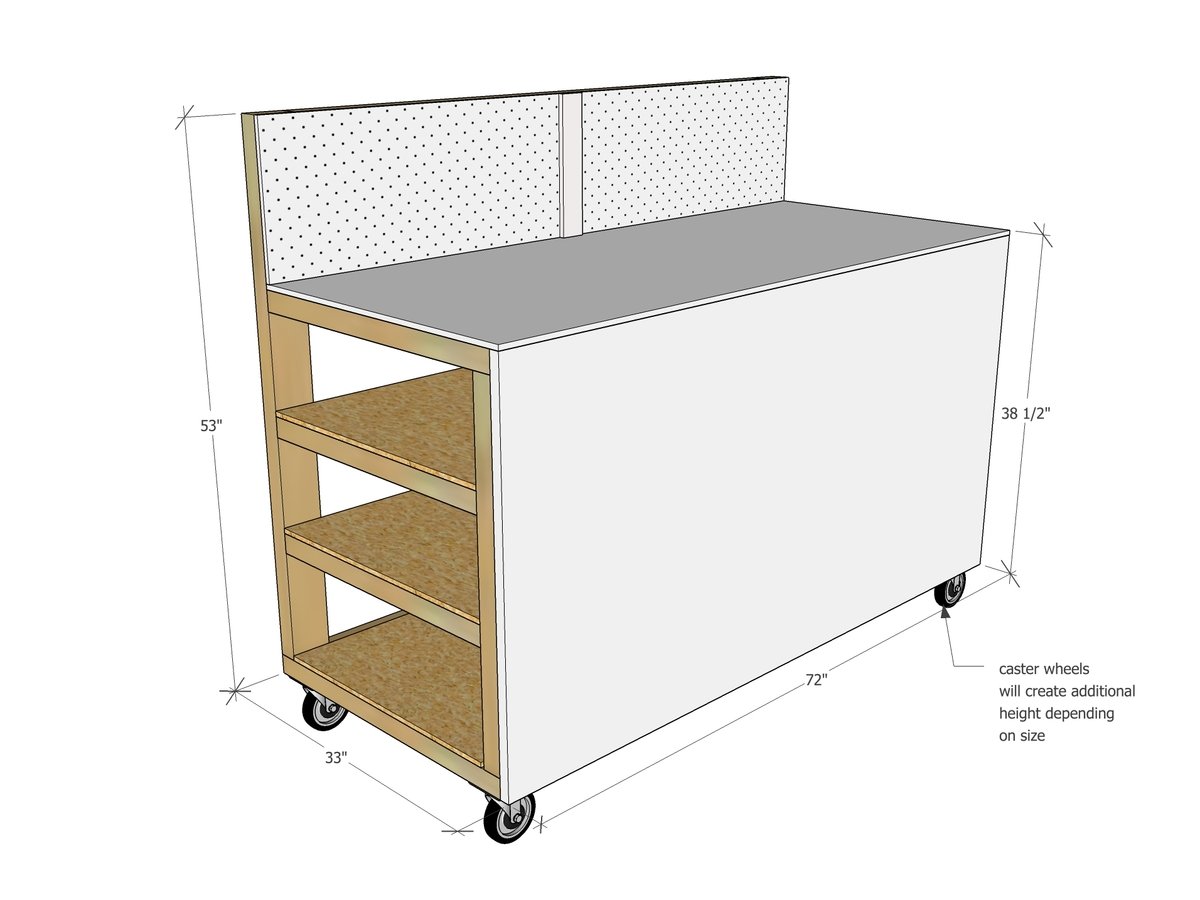 Enclosed Workbench with Wood Storage dimension diagram 1