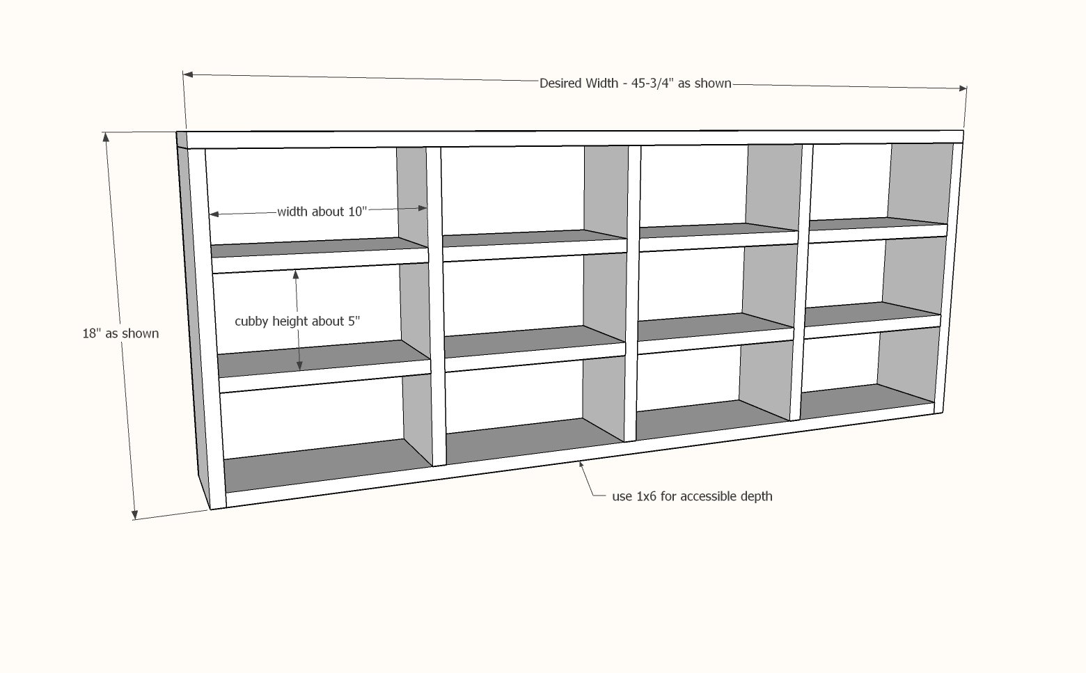 Entryway Accessory Wall Cubby Organizer dimension diagram 1
