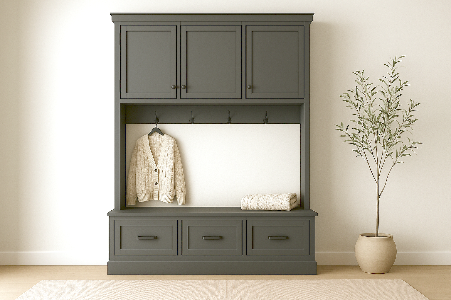 Entryway Cabinet with Hooks