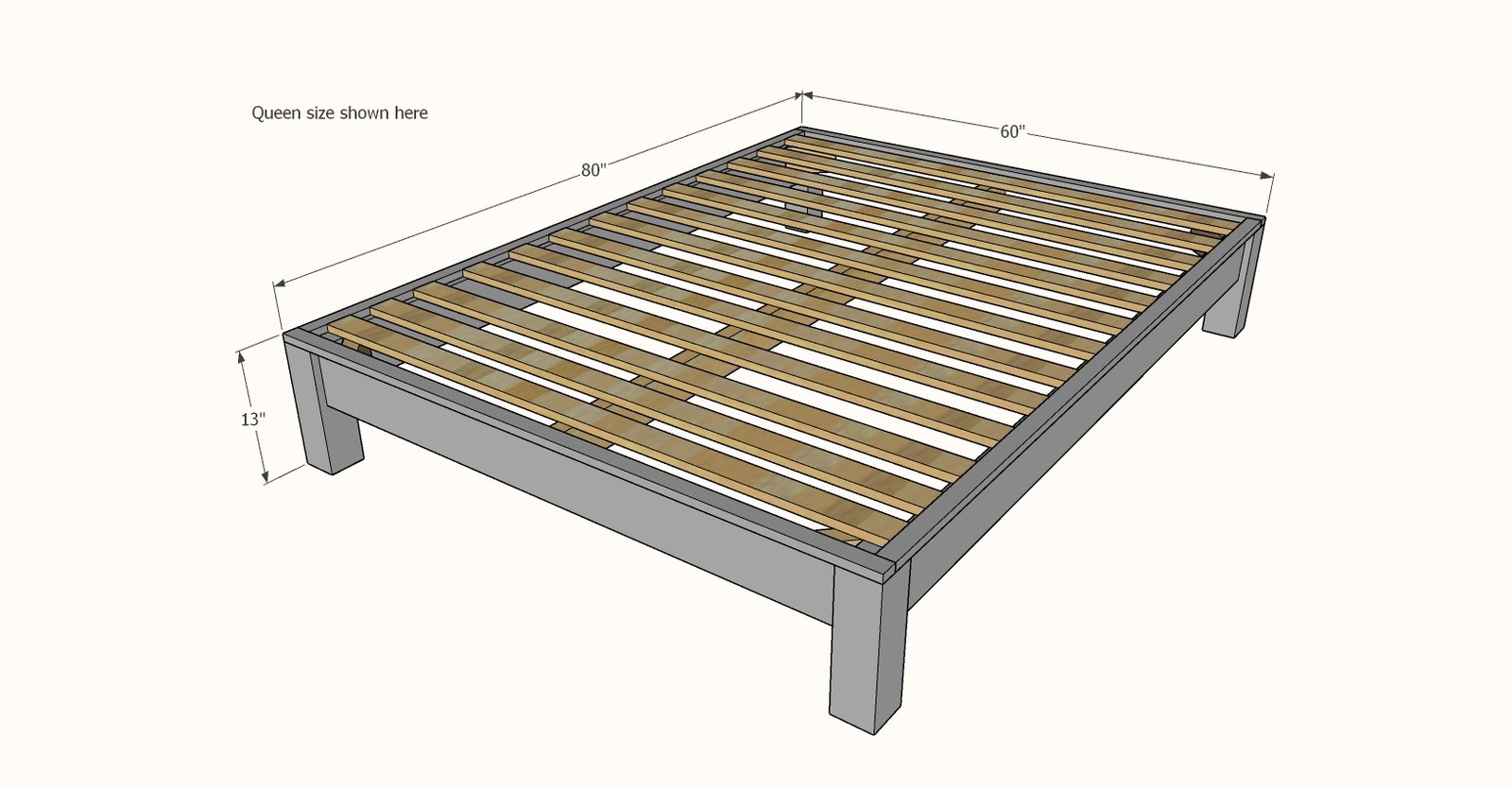 Essential Bed Frame in All Sizes dimension diagram 1