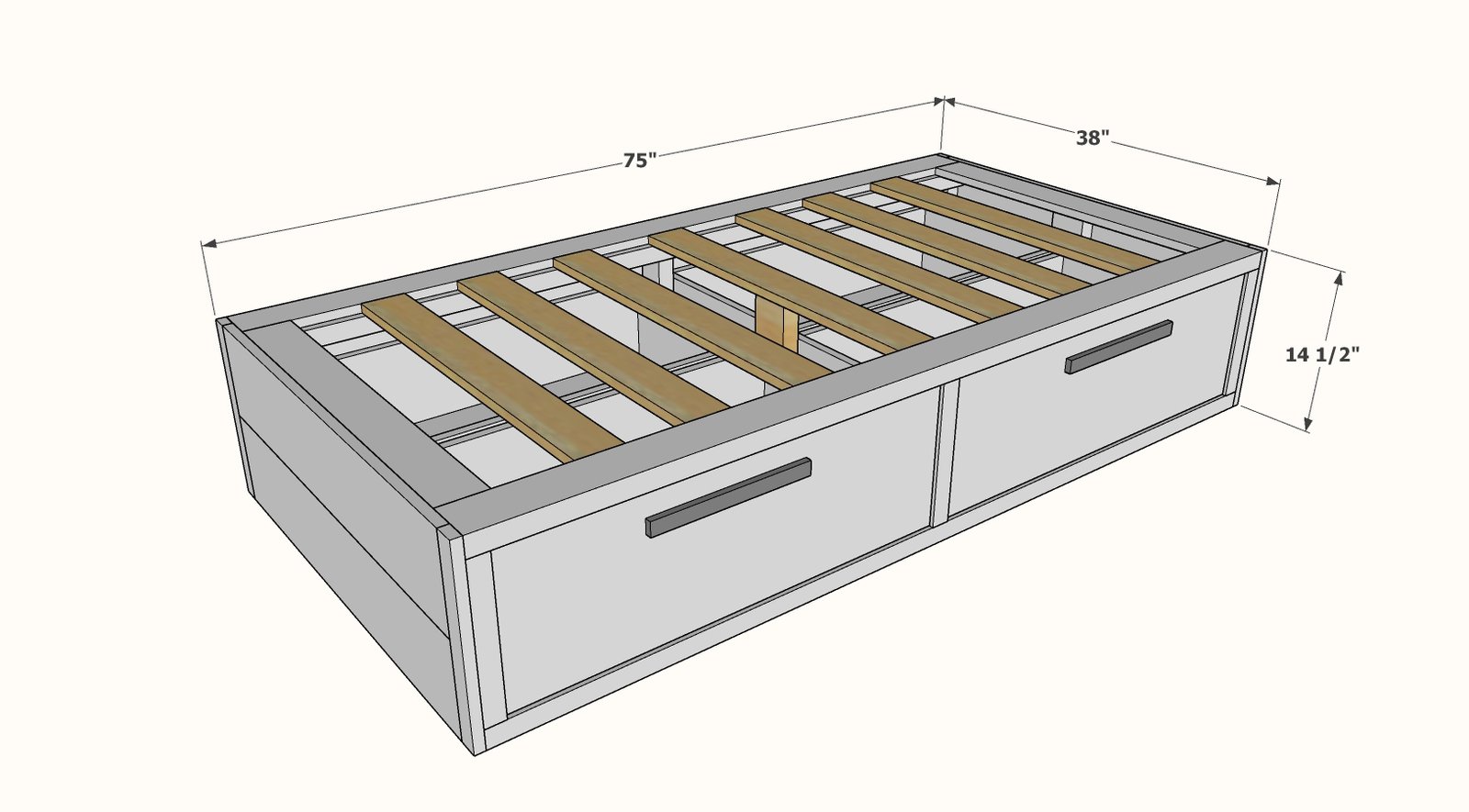 Essential Drawer Bed or Daybed dimension diagram 1