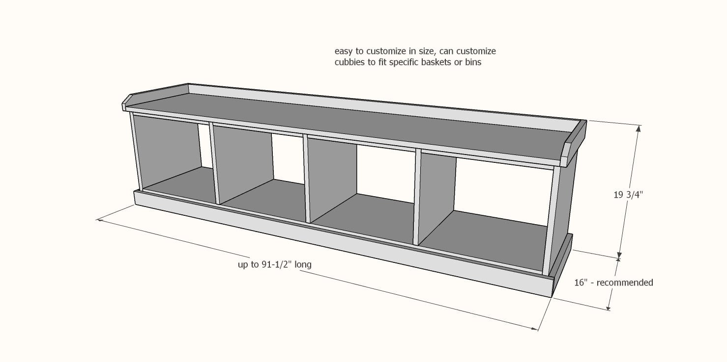 Essential Entryway Bench dimension diagram 1