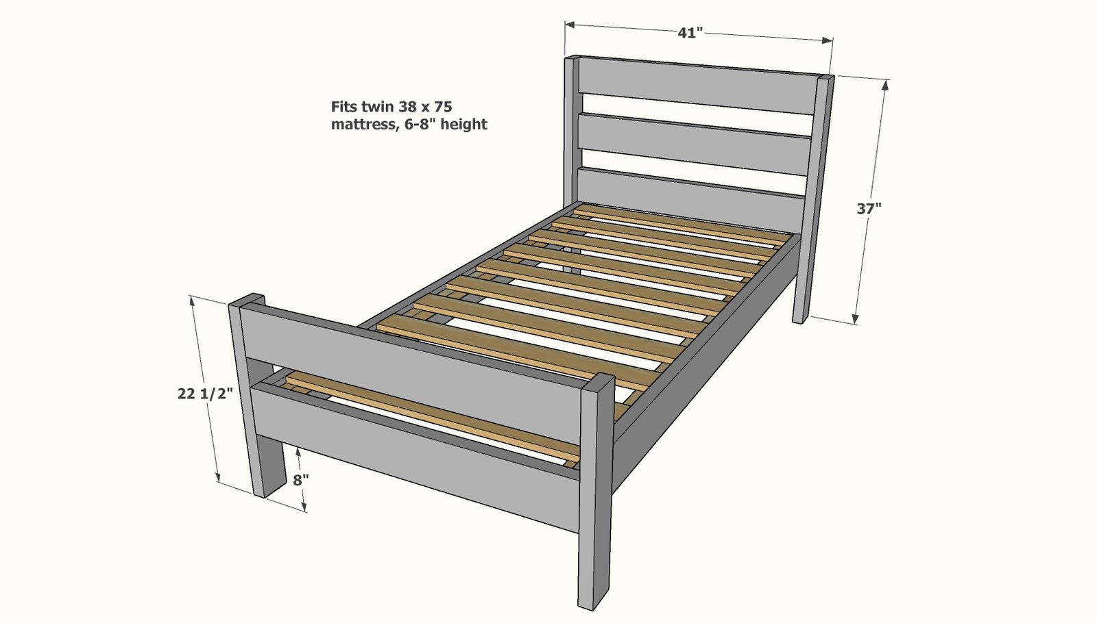 Essential Kids Bed Frame dimension diagram 1
