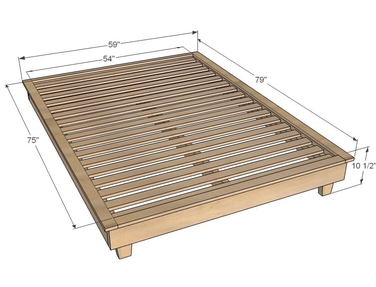 Essential Platform Bed Frame dimension diagram 1