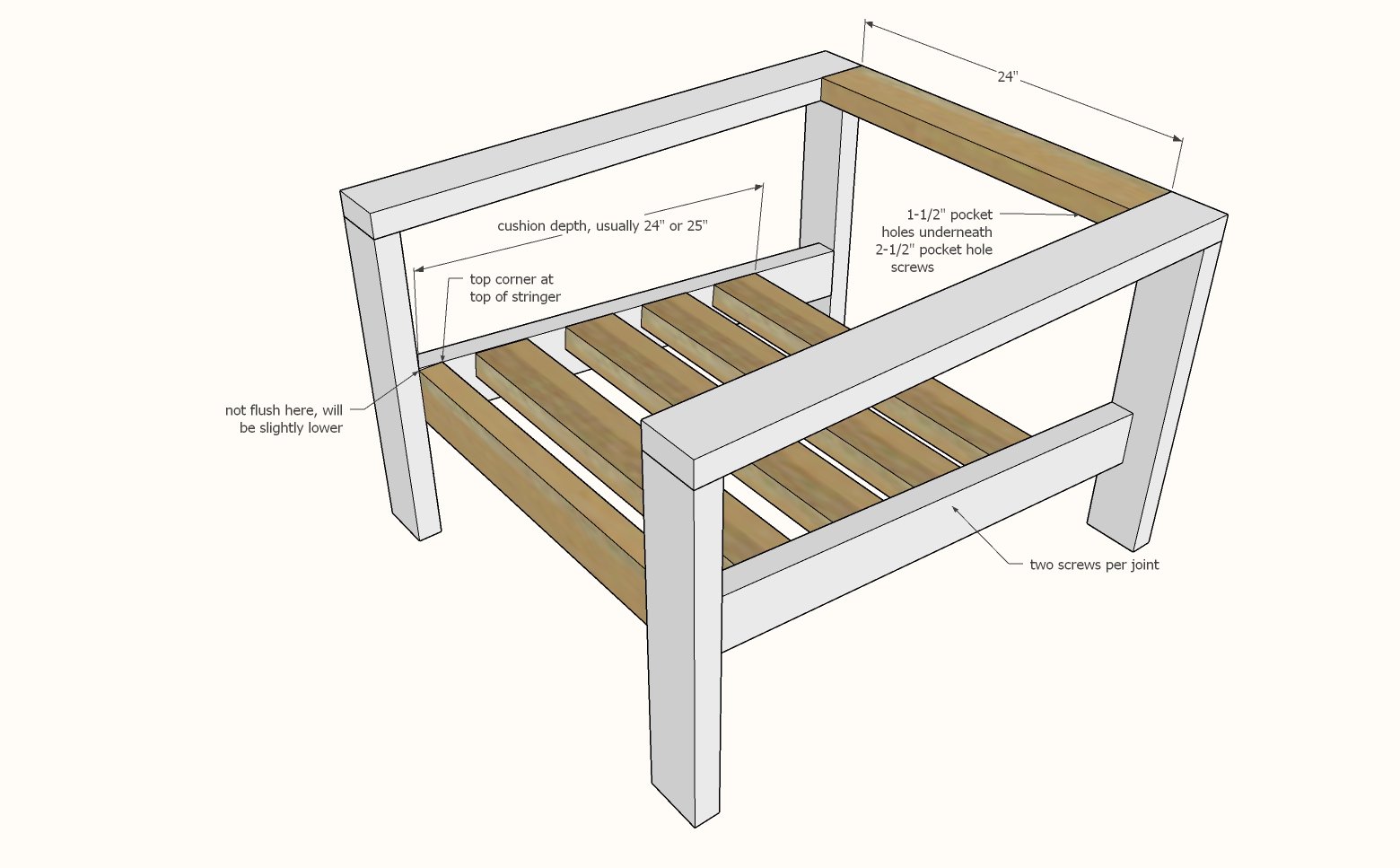 Essential Wood Outdoor Chair Frame for Deep Seat Cushion — step 3
