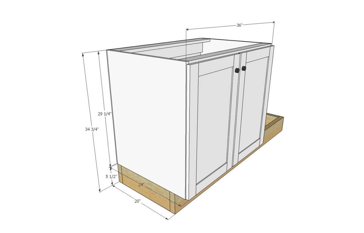 Euro Style Kitchen Sink Base Cabinet for our Tiny House Kitchen dimension diagram 1