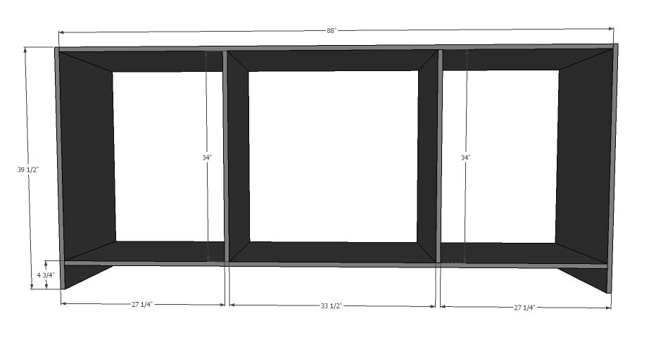 Extra Long Buffet Cabinet with Drawers — step 1