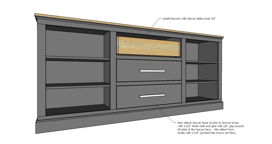 Extra Long Buffet Cabinet with Drawers — step 8