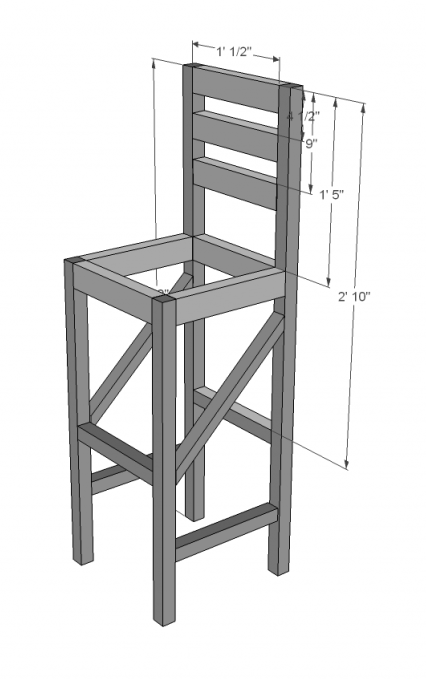 Extra Tall Bar Stool dimension diagram 1