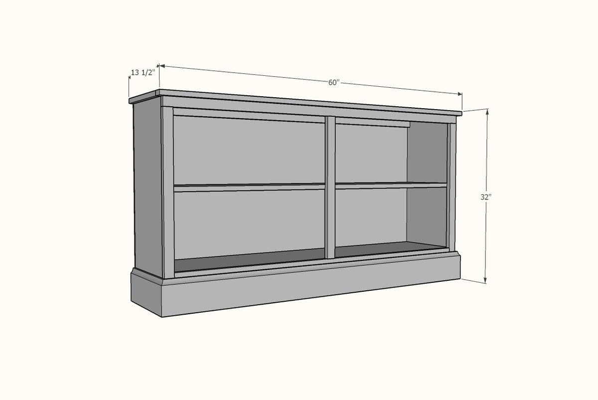 Extra Wide Console Bookcase dimension diagram 1