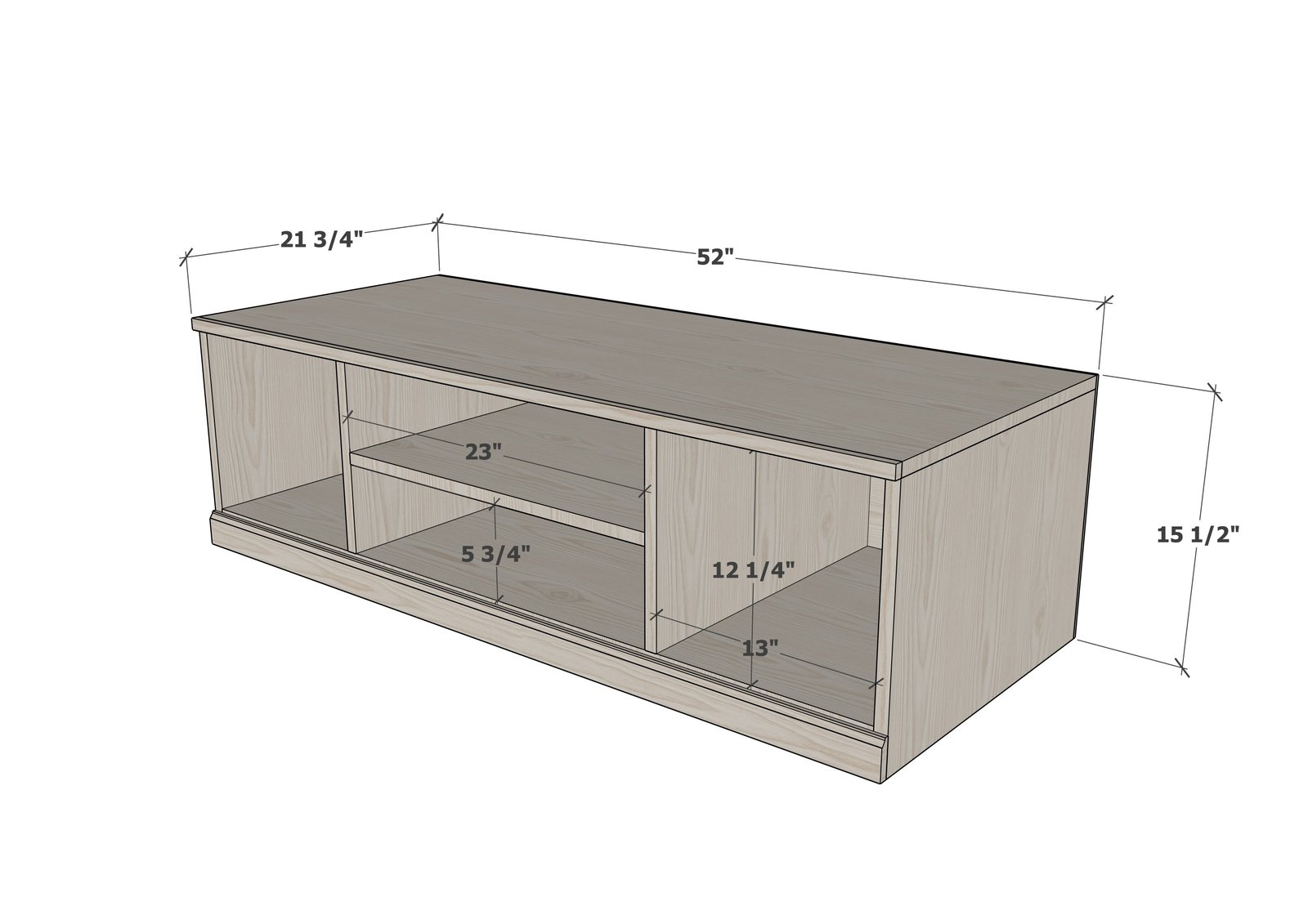 Extra Wide Media Base for the Modular Playroom Storage Wall dimension diagram 1