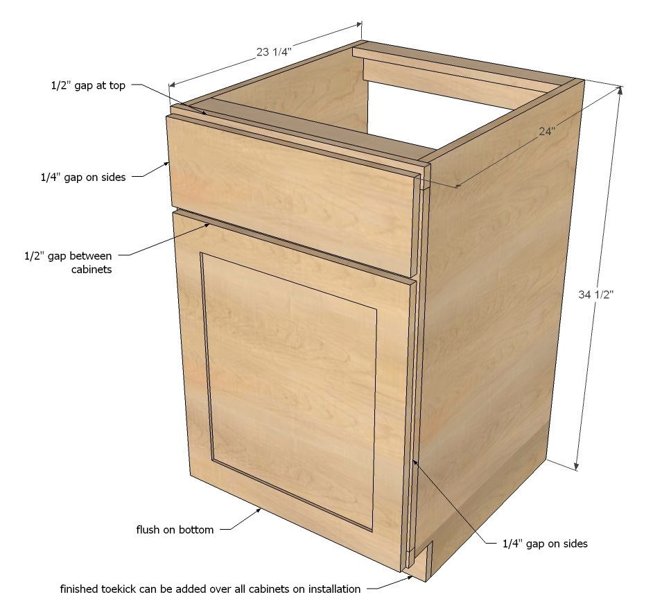 Face Frame Base Kitchen Cabinet Carcass dimension diagram 1