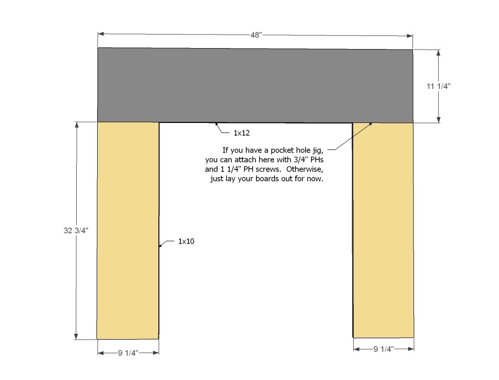 Fake Fireplace Mantel built from Pine Boards — step 1
