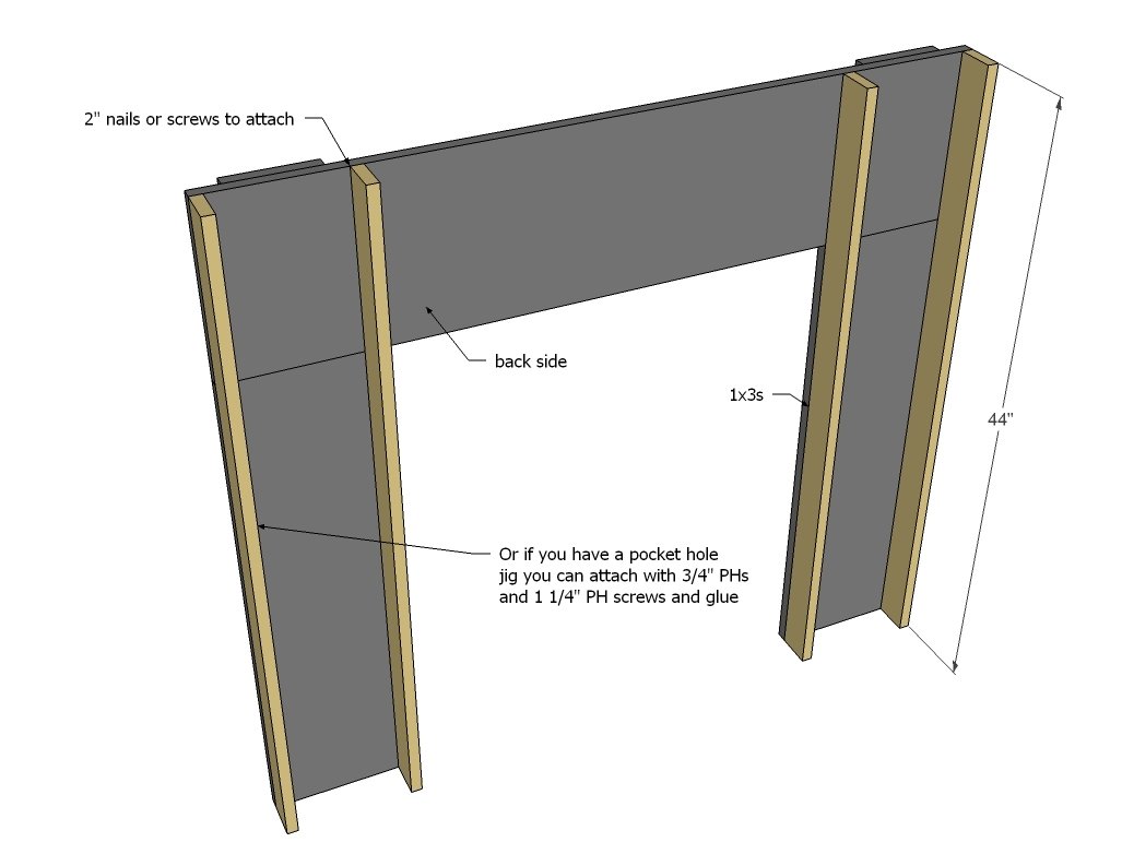Fake Fireplace Mantel built from Pine Boards — step 3
