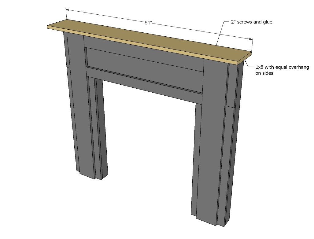 Fake Fireplace Mantel built from Pine Boards — step 5