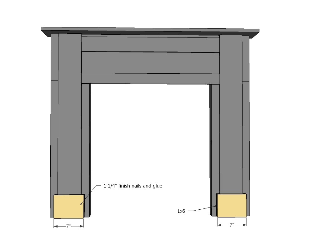 Fake Fireplace Mantel built from Pine Boards — step 7