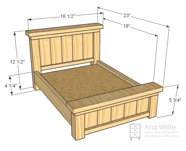 Farmhouse Bed for American Girl or 18" Dolls dimension diagram 1