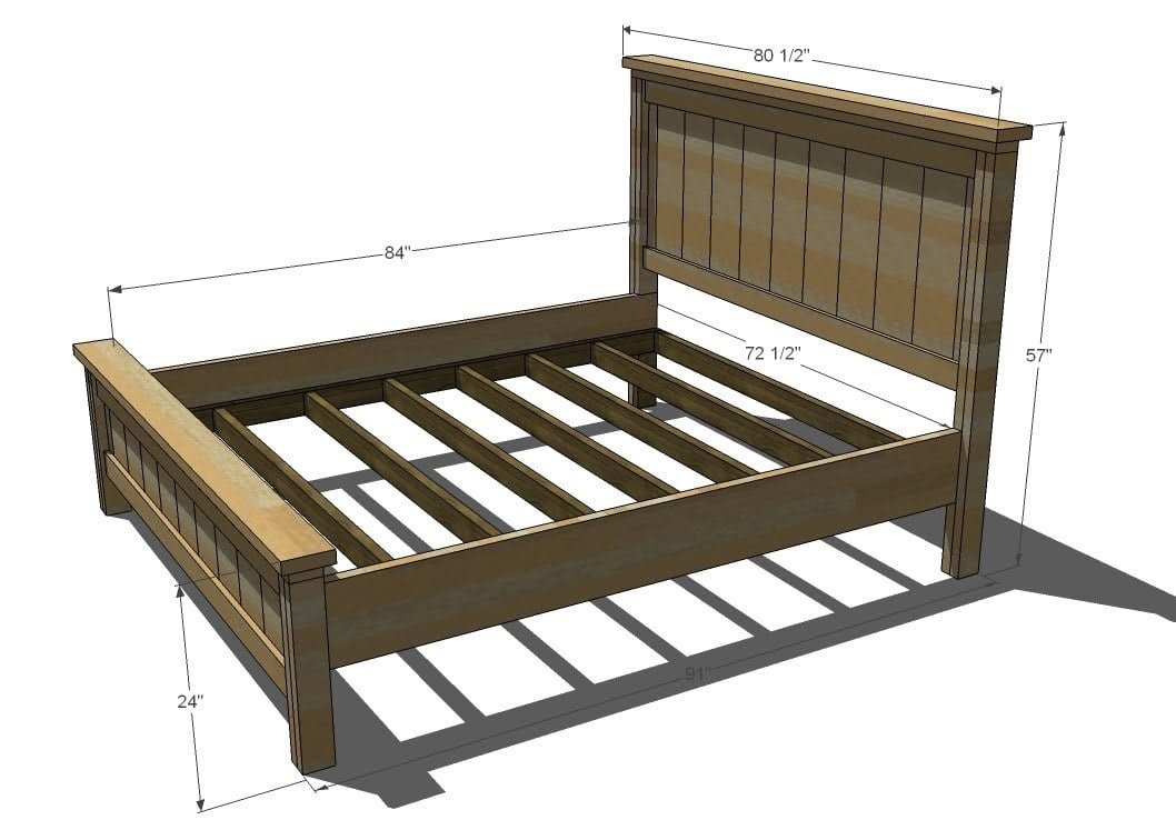 Farmhouse Bed (California King Size) dimension diagram 1