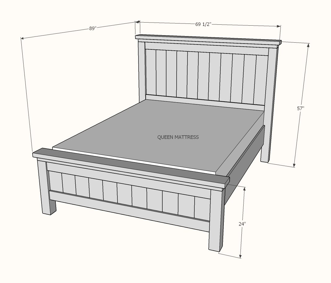 Farmhouse Bed dimension diagram 1