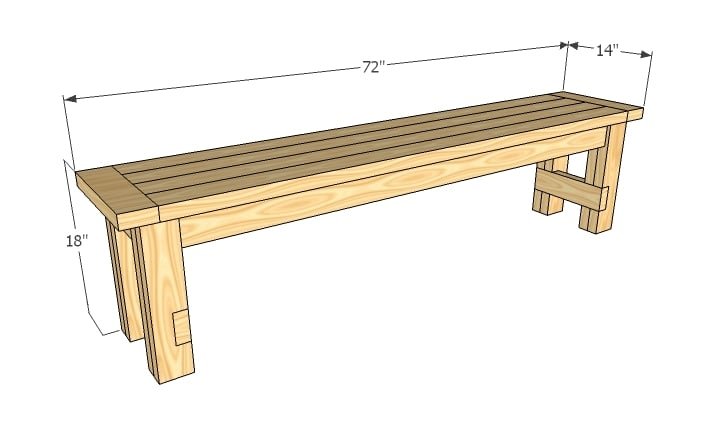 Farmhouse Bench dimension diagram 1