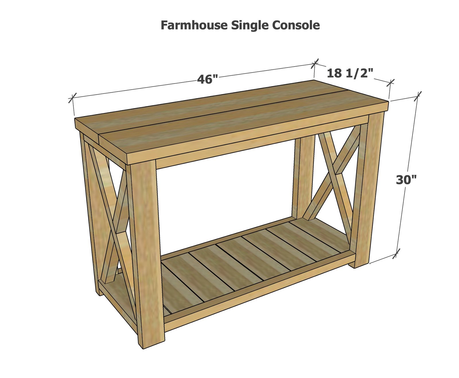 Farmhouse Console Table dimension diagram 1