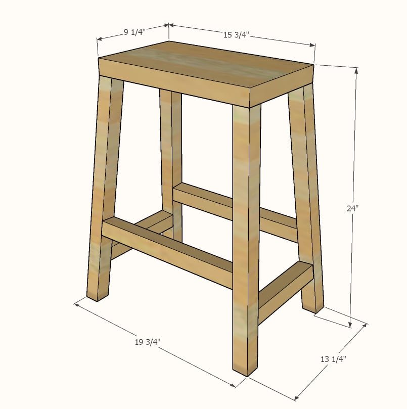 Farmhouse Counter Stools dimension diagram 1