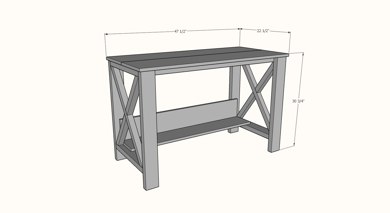 Farmhouse Desk dimension diagram 1