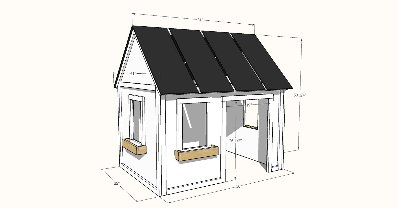 Farmhouse Indoor Playhouse dimension diagram 1