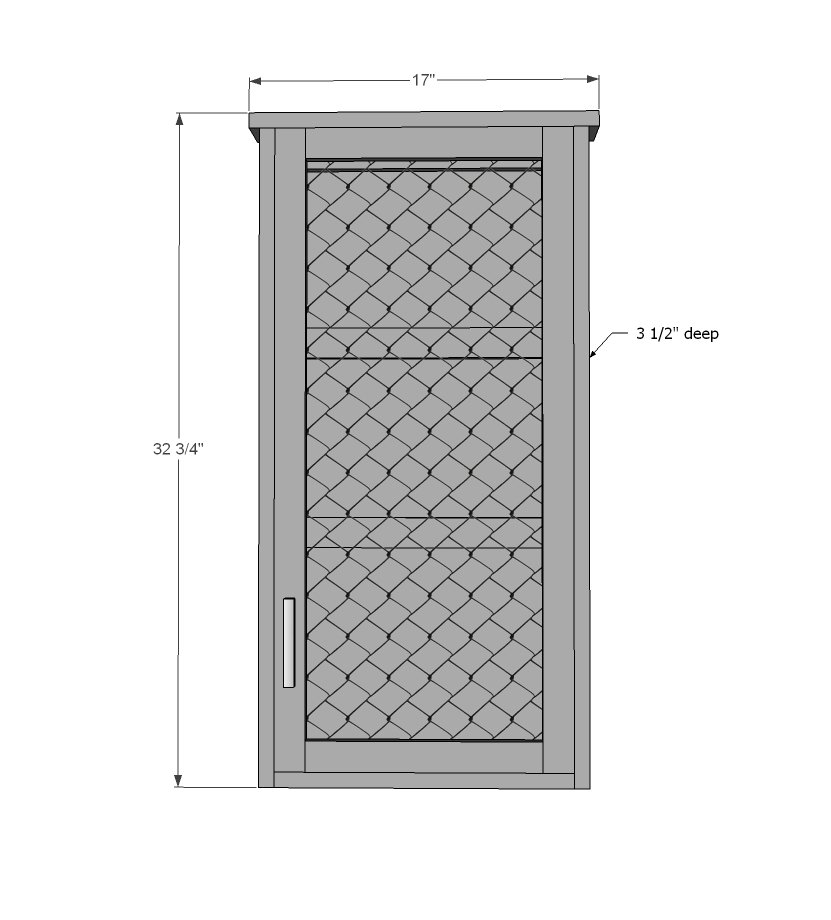 Farmhouse Jewelry Wall Cabinet dimension diagram 1