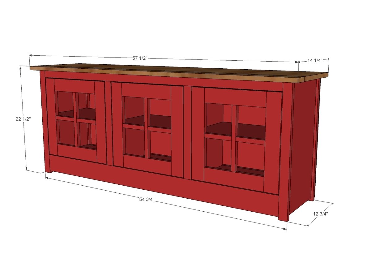 Farmhouse Media Console dimension diagram 1