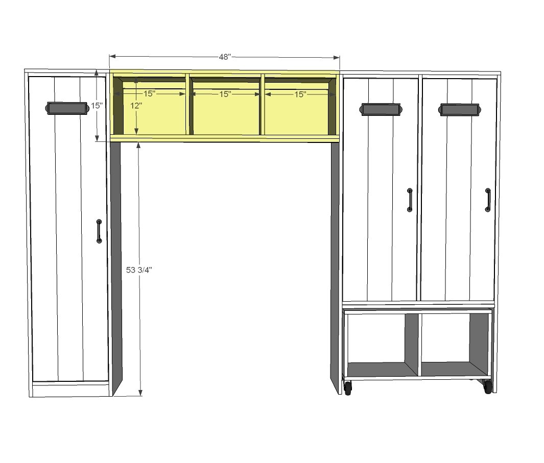 Farmhouse Modular Locker System dimension diagram 1