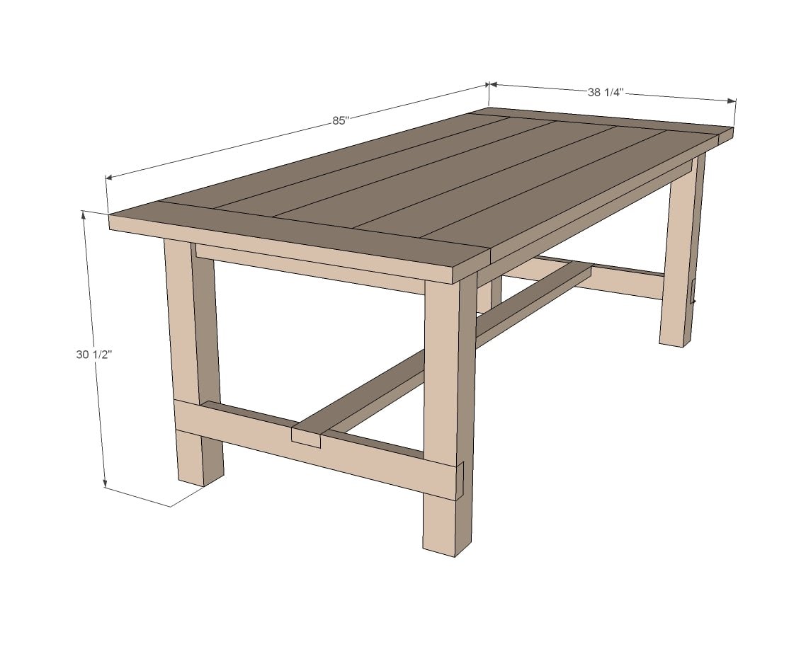 Farmhouse Table dimension diagram 1