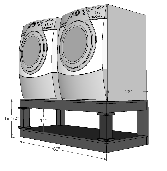 Farmhouse Washer Dryer Pedestals Bases dimension diagram 1