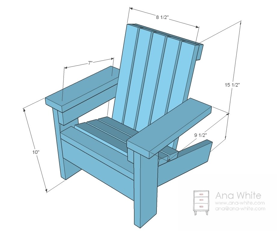 Fiona's Doll Adirondack Chair dimension diagram 1