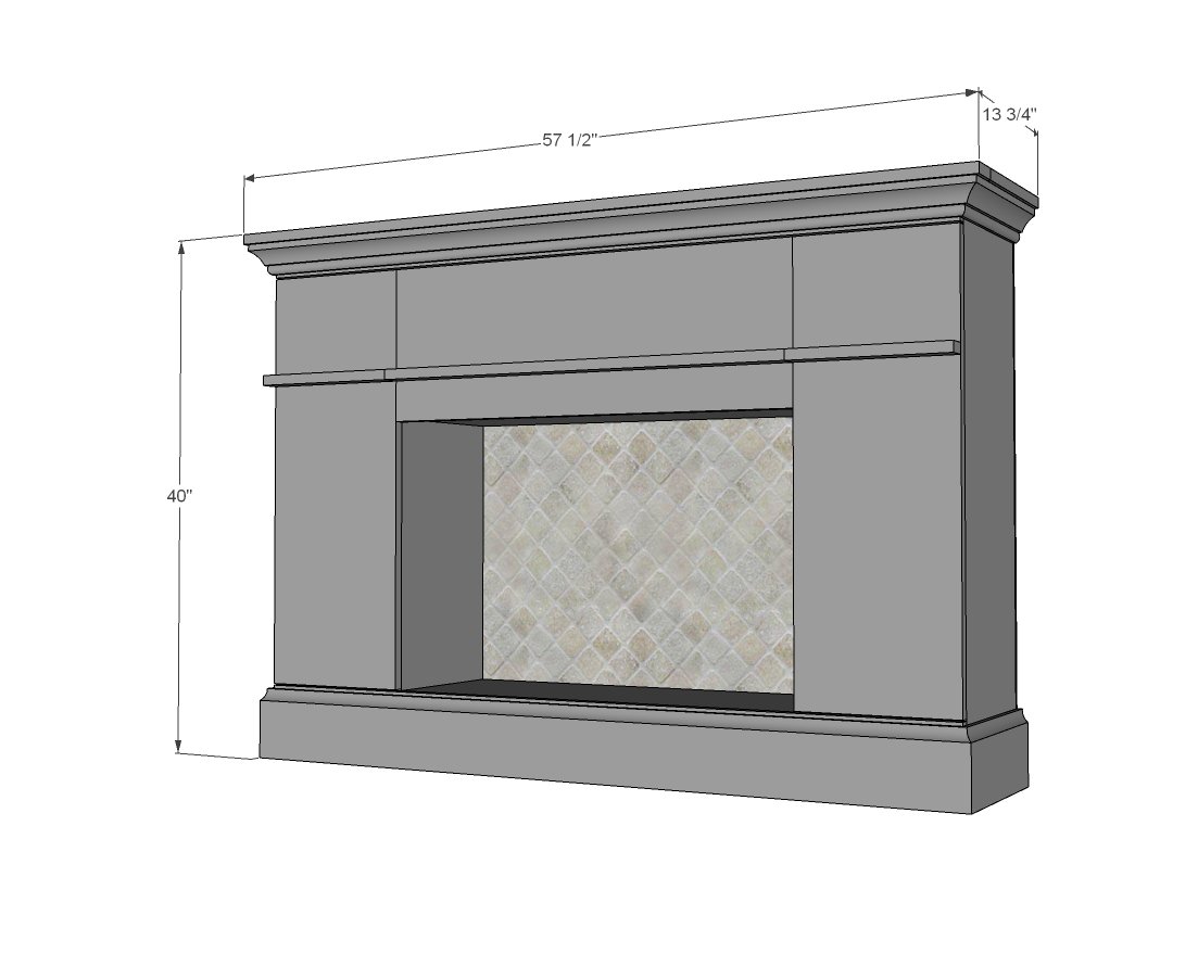 Fireplace TV Stand with Hidden Storage dimension diagram 1