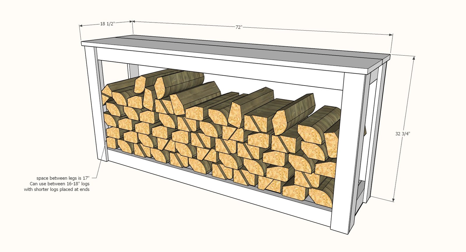 Firewood Holder Console Table dimension diagram 1