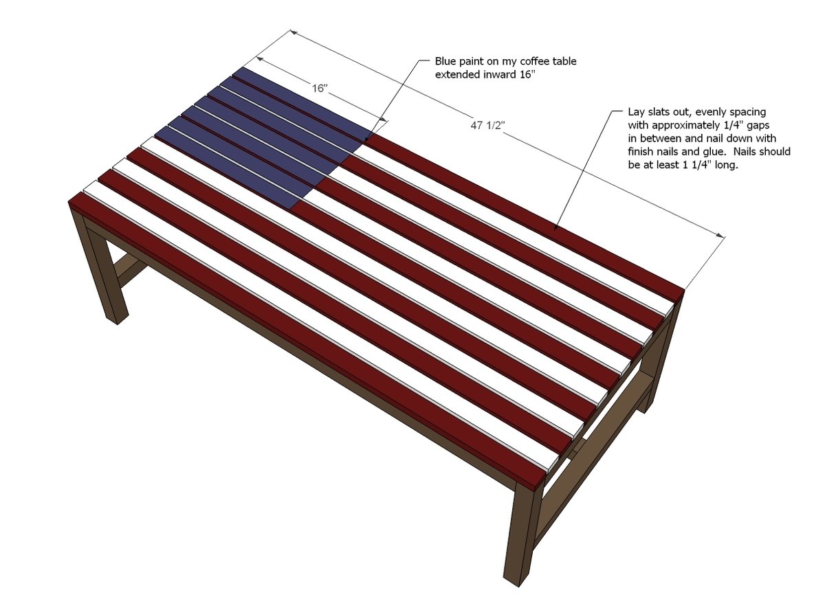 Flag Inspired Outdoor Wood Coffee Table — step 4
