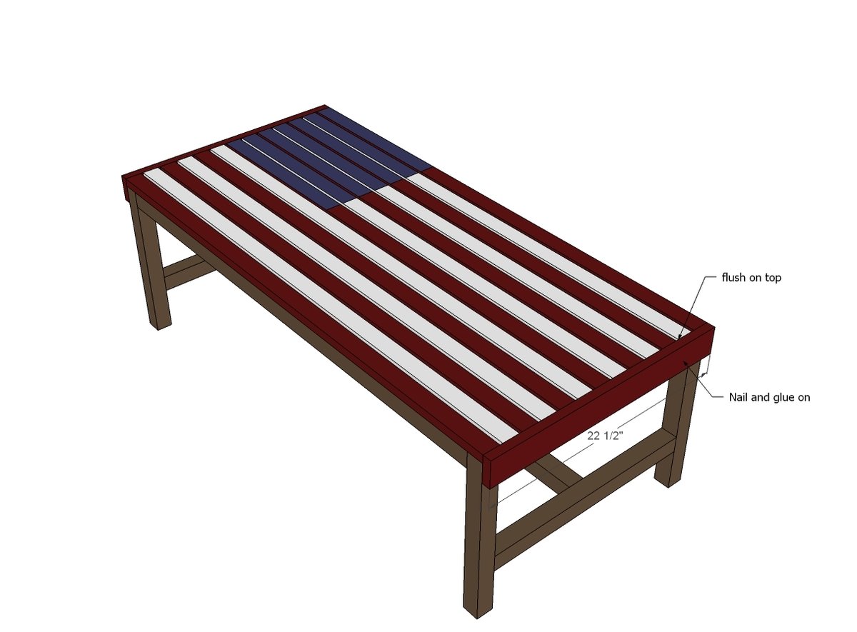 Flag Inspired Outdoor Wood Coffee Table — step 5