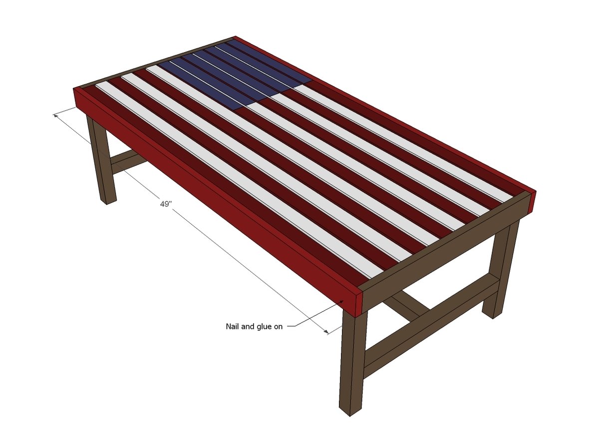 Flag Inspired Outdoor Wood Coffee Table — step 6