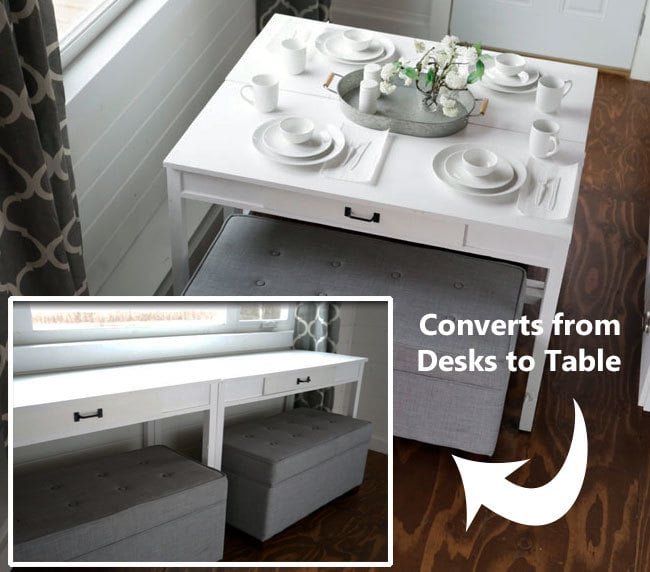 Flip Up Desks that Convert to Table for our Tiny House