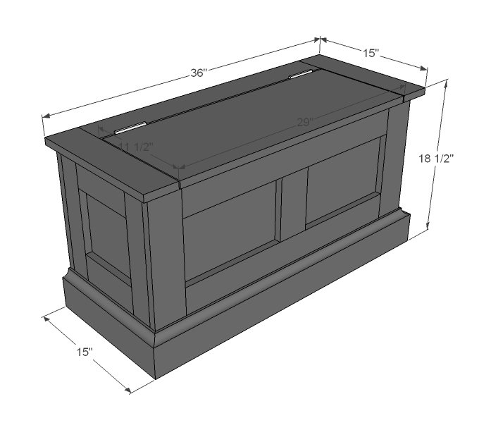 Flip Top Panel Bench dimension diagram 1