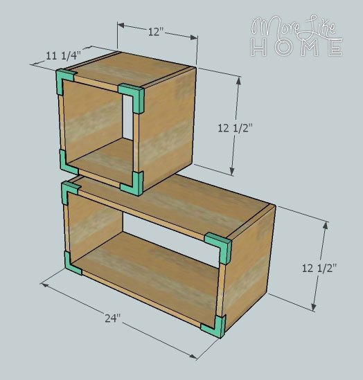 Floating Boxes Nightstand by More Like Home dimension diagram 1