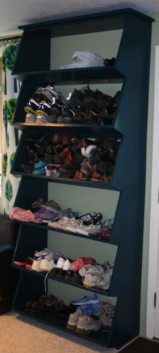 Floor-to-ceiling Shoe Shelf with Angled Front Shelf dimension diagram 1