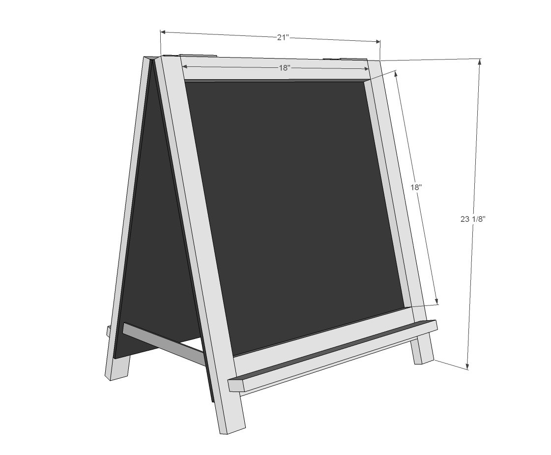 Folding Desktop Chalkboard Easel dimension diagram 1