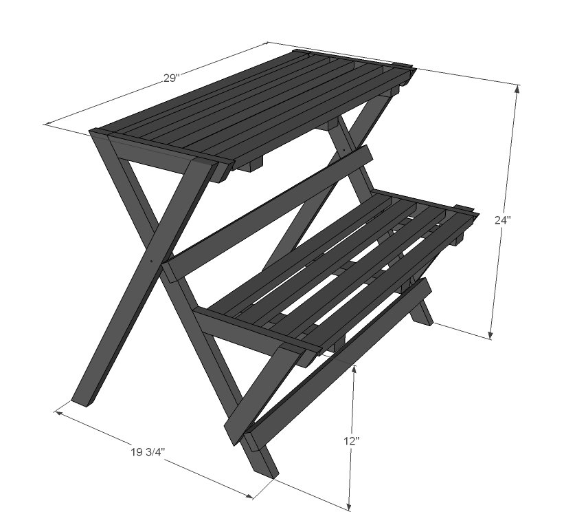 Folding Plant Stand dimension diagram 1