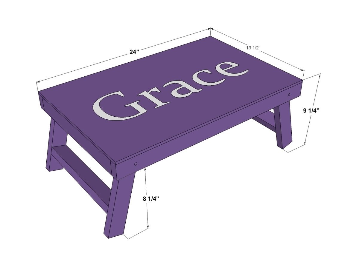 Folding Tray or Lap Desk dimension diagram 1