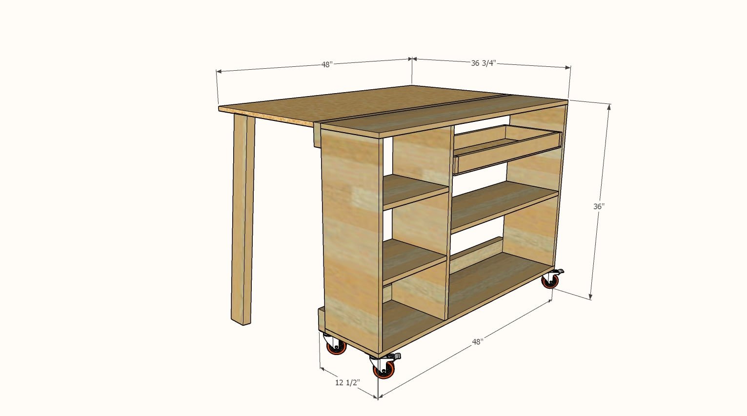Folding Workbench dimension diagram 1